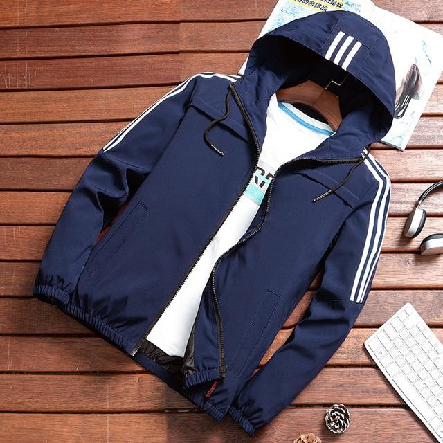 Dynamic Stripe Rain Jacket, sporty udendørs beskyttelse til mænd