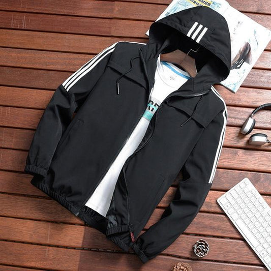 Dynamic Stripe Rain Jacket, sporty udendørs beskyttelse til mænd