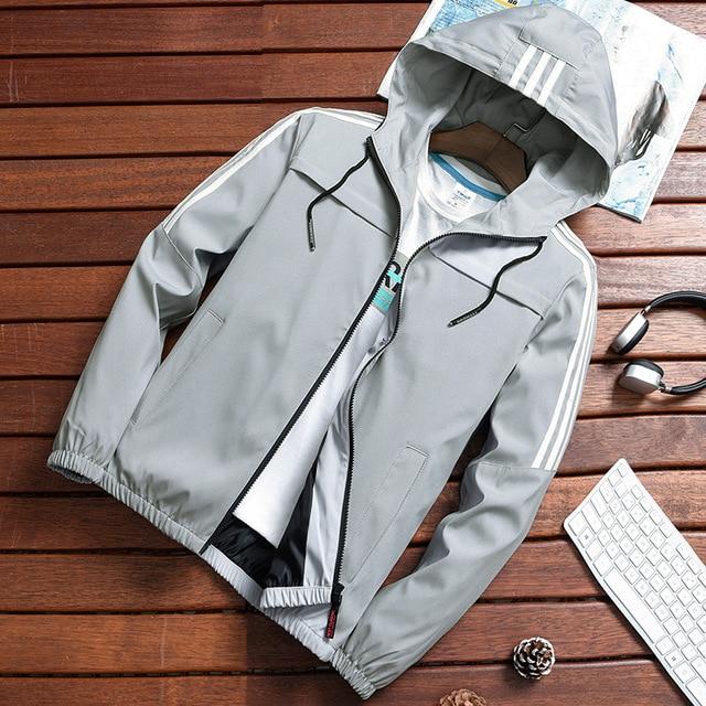 Dynamic Stripe Rain Jacket, sporty udendørs beskyttelse til mænd